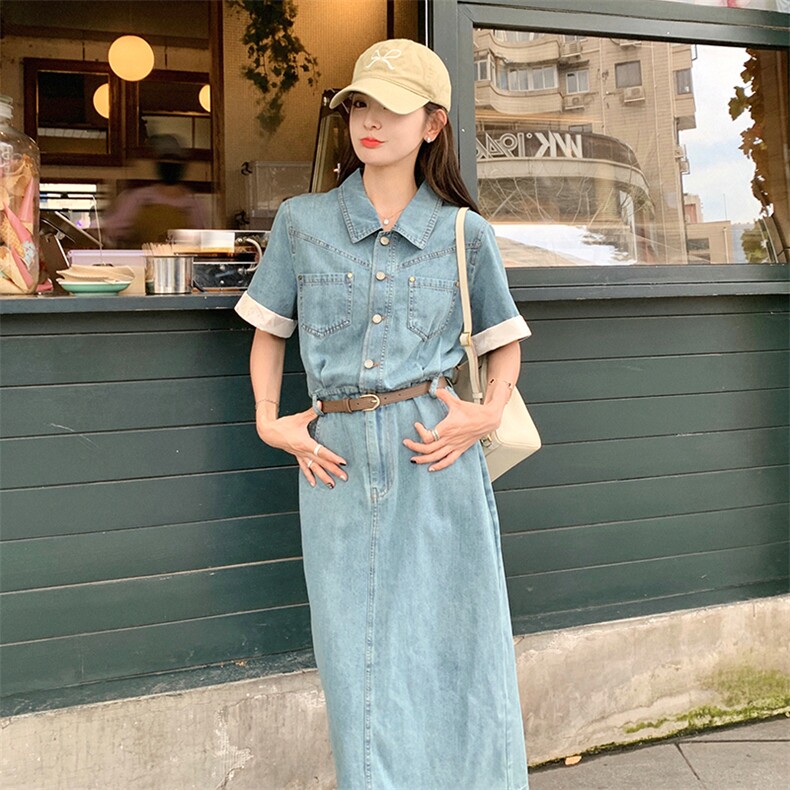 高转化好数据现货撞色袖口牛仔26新款连衣裙女潮182A8532P130K198,女装连衣裙,浙宝182A