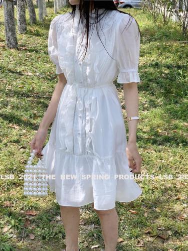 2021春夏新品韩版仙女连衣裙轻奢高品质拼接不规则裙7024,女装连衣裙,丽身伴