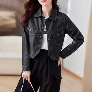 皮衣外套女2023年秋冬新款水洗皮机车服显瘦pu皮夹克韩版短外套潮图片