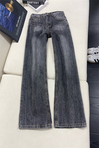 B221美式ins高街暗黑宽松微喇竹节纹牛仔裤LK25585-特P50控78图片