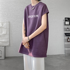 短袖背心男夏季新款港风宽松鹿皮绒圆领套头大码坎肩T9933-P19，男装背心/马甲，星座214-3