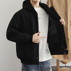 假两件羽绒服男士2025冬季潮流痞帅加厚连帽工装上衣男生外套，男装羽绒服，星座914