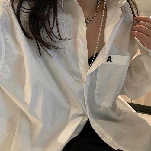 刺绣贝壳衬衫，女装衬衫，XTZ style