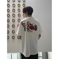 玫瑰印花T恤女夏季美式设计感休闲短袖男潮牌情侣款上衣TC06，男装T恤，星座1116A（原606A-3）