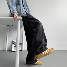 主推【S-4XL】现货！美式复古褶皱水洗裤子男A080-8203-P65控88，男装牛仔裤，电商A080