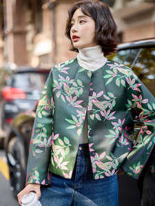 水衣源2668款新中式短款提花轻款早春羽绒服女图片