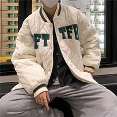 棒球服棉衣男秋冬季字母棉服港风ins菱形格夹克外套M8002，男装夹克，星座1116A-1（原606A）
