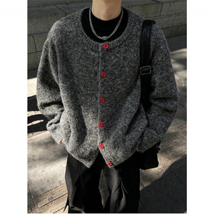 老钱风 重磅秋季加厚立领开衫设计感休闲针织毛衣M6602 TP55图片