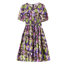 2025年夏季新款紫色五彩花宽松连衣裙女，女装连衣裙，沁沁公主