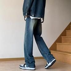 1506-1/KJG091高品质/P46美式复古蓝微喇牛仔裤男女百搭直筒裤，男装牛仔裤，星座1506-1