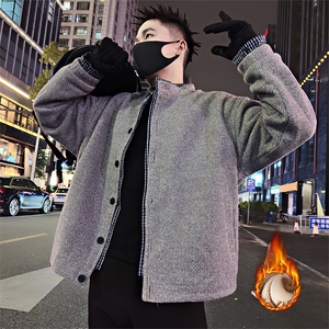 B45/P148控188假两件冬季加厚棉服百搭拼接时尚外套轻奢男装上衣2图片