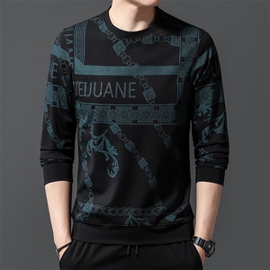 男士2023年春季新款长袖休闲圆领卫衣套头打底衫修身图片