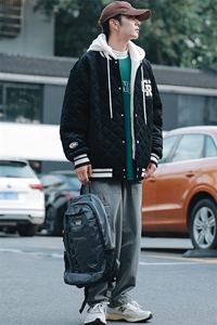 冬款青少年时尚毛巾绣棉服假两件连帽外套男士8135-P140 控价178图片