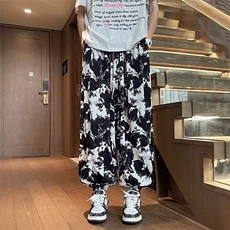 潮夏季青少年标准免烫新中式风休闲裤扎染宽松灯笼裤纯色X907，男装休闲裤，星座506