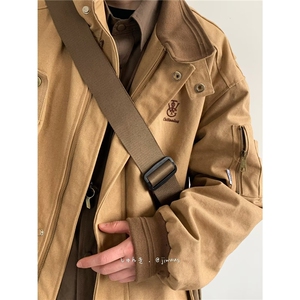 1506/QW420/P65男新款潮牌休闲夹克外套立领工装上衣服百搭图片