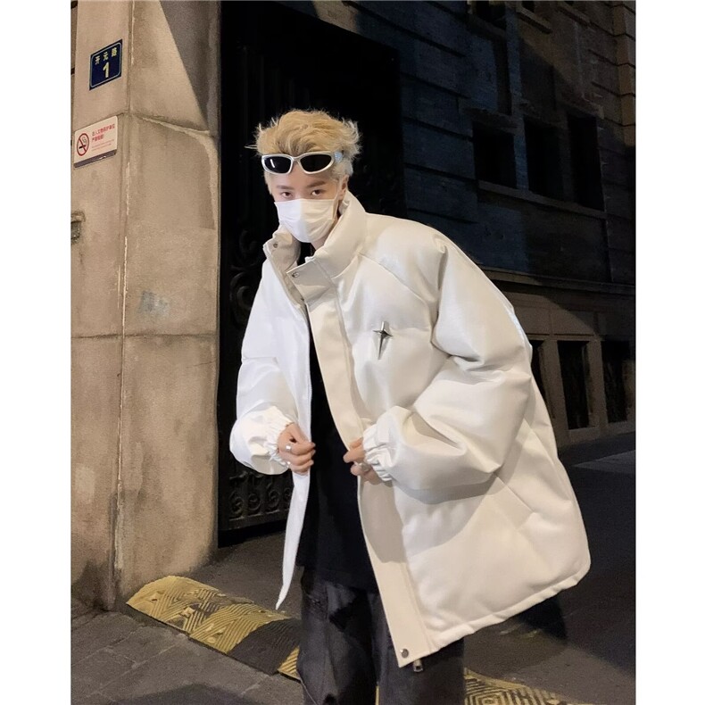 美式潮牌皮棉服男女冬季立领棉衣外套宽松加厚面包服,男装棉衣,星座410-6（原星座1304-1）