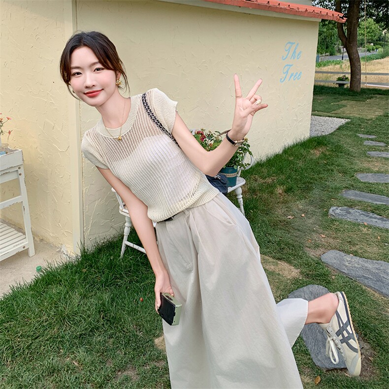 优雅知性女神范米白色上衣半身裙女夏季2025新款干练气质女装套装,女装套装/套裙,2C159