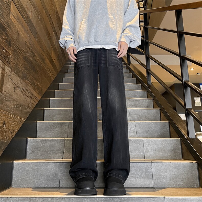 高街牛仔裤男士韩版潮流帅气百搭直筒2024冬季ins长裤RK2328-P45，男装牛仔裤，星座412-3