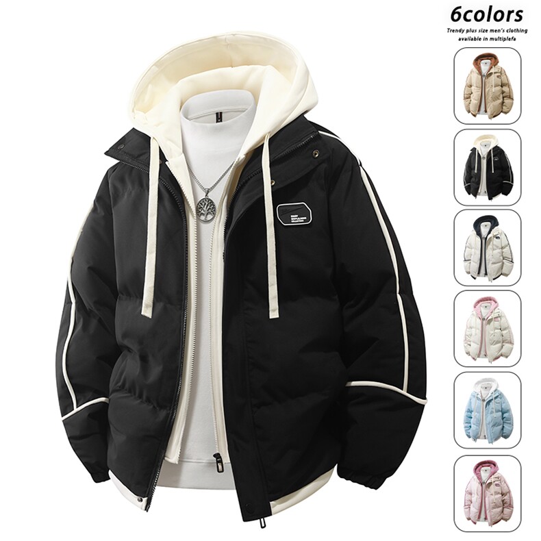 棉服外套2025冬季新款情侣潮牌加厚连帽假两件棉衣MY0888-P82,男装棉衣,星座610（原A335）