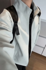 特批P80无差价秋季cleanfit美式PU皮扎染大码夹克皮衣外套男J5230，男装皮衣，电商A001
