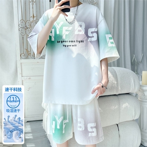 2025 夏季新款 旋律风车大码冰丝短袖T恤套装M-5X HQ25572-P60图片