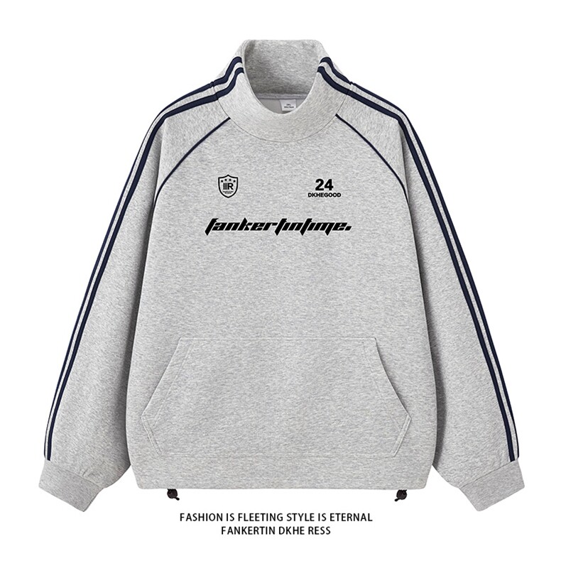 W8903-P63S-6XL秋冬大码纯棉重磅拉条立领卫衣，有做加绒,男装卫衣,星座109