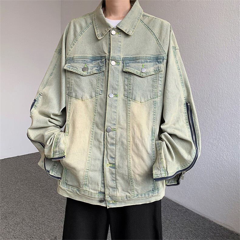 春款男牛仔夹克工装侧边开叉拉链渐变色休闲外套JK8887P65,男装夹克,星座1013-1
