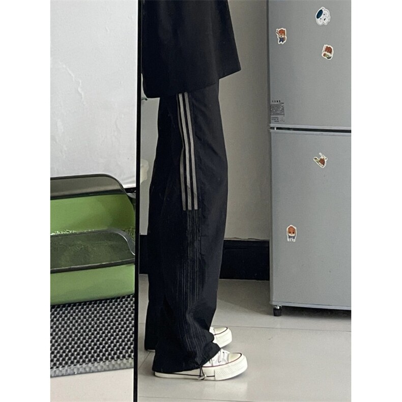 【有货】三条杠条纹织带裤子夏季直筒宽松速干运动裤K22LL-特P40,女装休闲裤,星座1007（原301D）