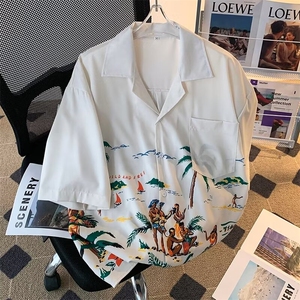 美式复古潮牌格纹翻领小众设计感夏季长袖休闲宽松衬衫男女潮图片