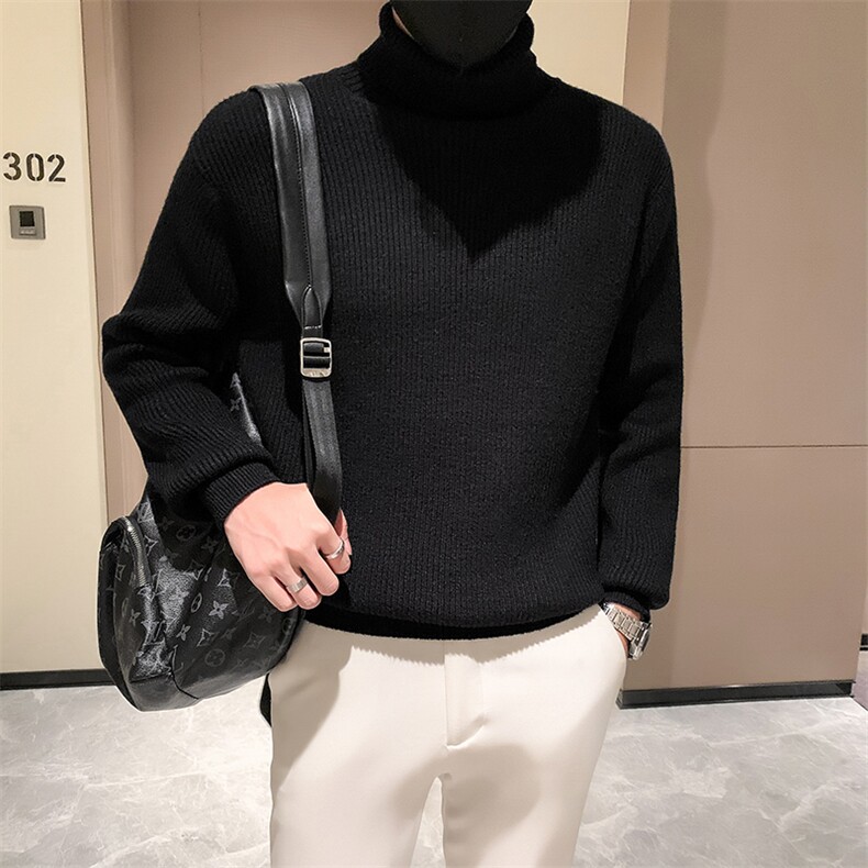 小伙风~早秋新款男士高领加厚毛衣韩版休闲针织打底衫M042/P65,男装T恤,电商B331