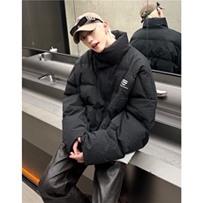 重磅格纹立领加厚棉服男冬季外套保暖面包服那女简约棉衣MY80-128，男装棉衣，电商C307