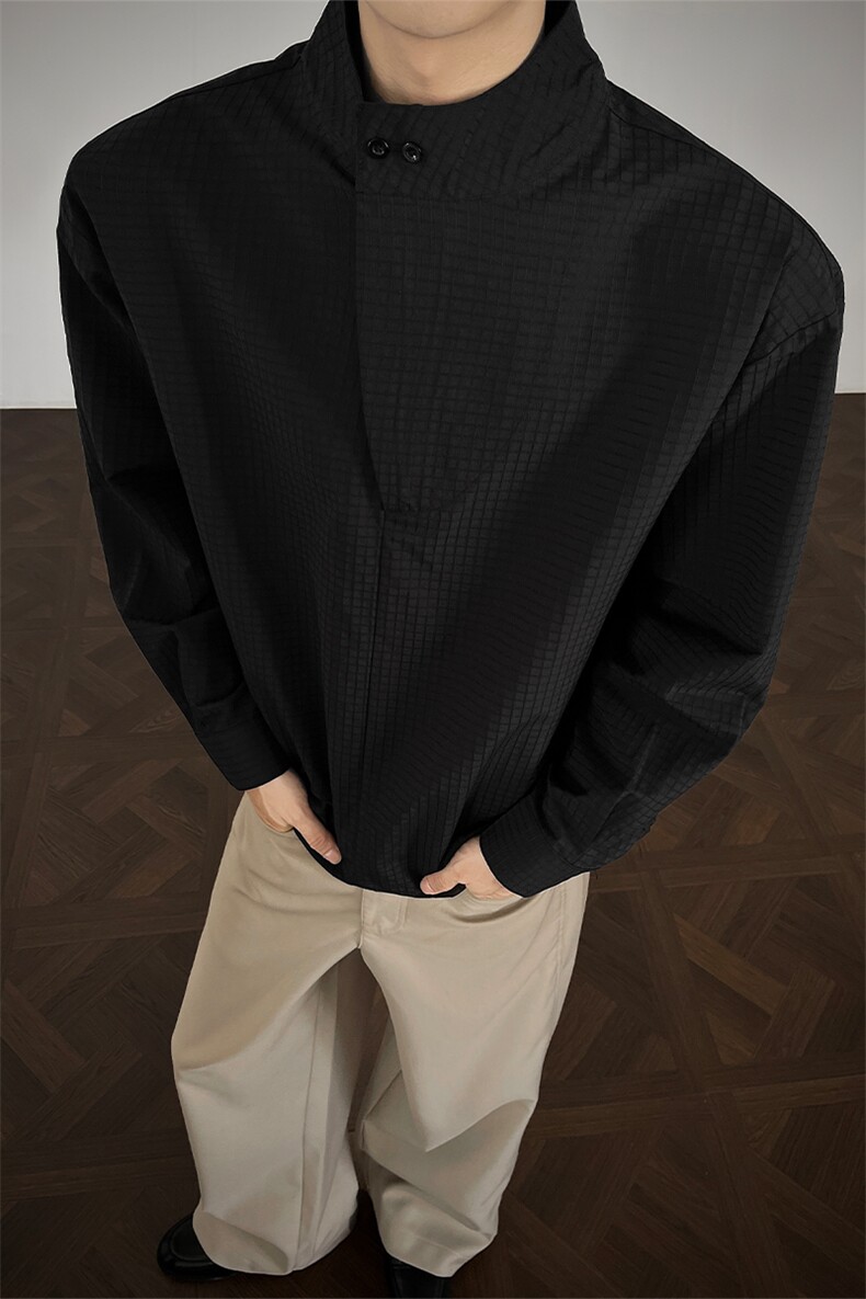 时尚立领棒球服衬衫韩版户外宽松抽绳防晒外套衬衫男冲锋衣P42,男装防晒衣,电商B319