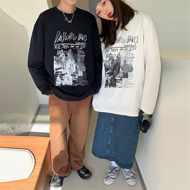 HCY888TP25控价38圆领长袖T恤男女2023春季新款情侣大码打底衫，男装T恤，电商A102-1