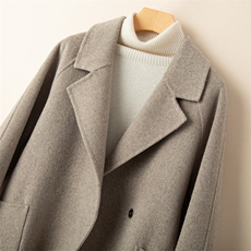 常规款暗扣西装领大衣2025年秋冬季新款女士羊毛双面呢大衣，女装双面呢大衣，优远毛呢大衣
