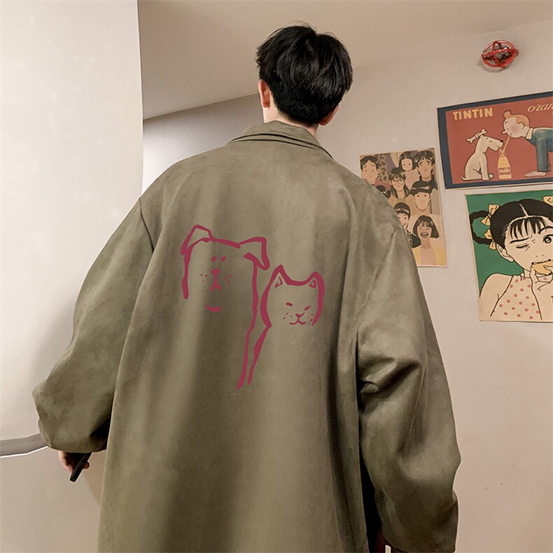 麂皮绒夹克男大码立领褂子外套JK85378-P68加绒款-P78,男装夹克,电商A040