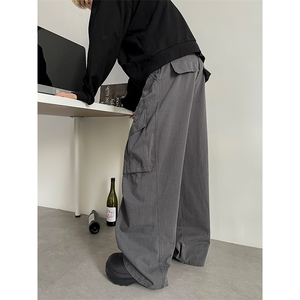 港风 中性多口袋工装裤休闲裤纯棉水洗长裤A014-DY25106-P60控88图片