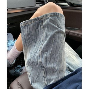 复古蓝闪电纹牛仔短裤男款夏季设计感裤子vibe休闲五分裤 N620图片