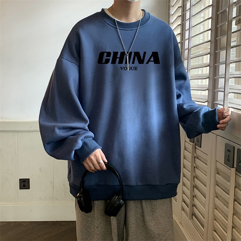 圆领卫衣男大码加厚加绒长袖t恤男S6001-P28加绒款-P33,男装卫衣,电商A040