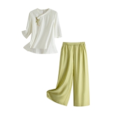 （又又又加码到XXXL了）水衣源23001款新中式小衫配阔腿裤套装，女装汉服/婚纱/旗袍/礼服，水衣源