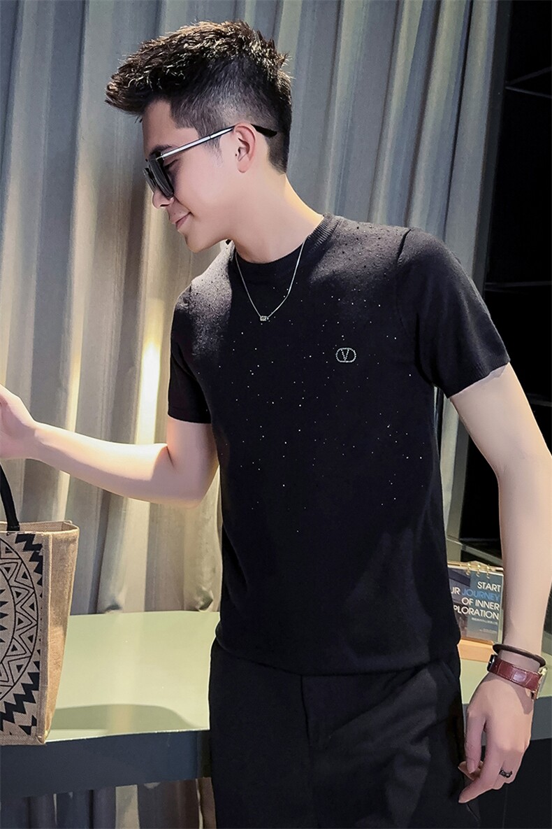 社会小伙秋冬季男士修身短袖针织衫圆领打底毛衣男C208-8015-P48,男装针织衫/毛衣,电商C208