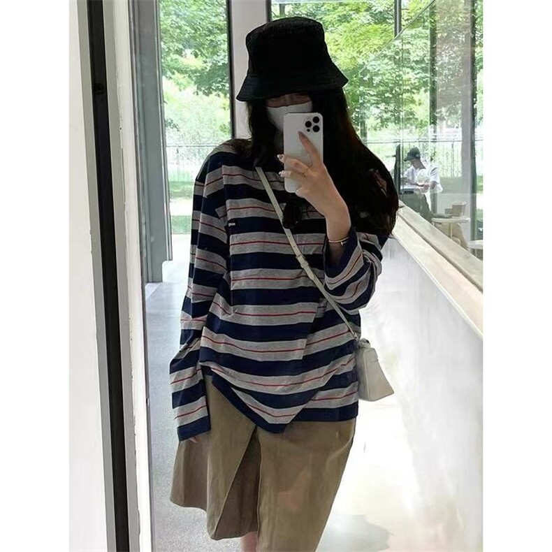 1066-P38条纹长袖纯棉原版做法口袋,男装卫衣,电商B323A