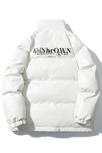 1日系白底鳄鱼纹棉衣男手塞棉夹克PU皮棉服外套男8507P120控158图片