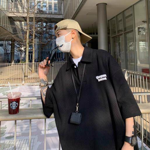 C513P30五分袖日系男夏季流行潮慵懒原宿POLO衫标准新款文艺，男装Polo衫，星座512-6