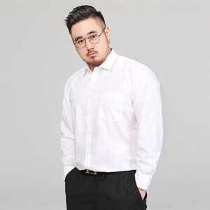 S-8XL男士长袖衬衫四季免烫肥佬纯色长袖衬衣加肥加大码1558款P55图片