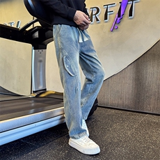 秋冬款加厚牛仔裤男士直筒裤潮牌工装长裤社会小伙潮901N37P58，男装牛仔裤，星座901