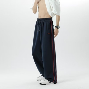 休闲裤男韩版潮高街条纹拼色2024春夏季ins宽松百搭长裤K3456-P41图片