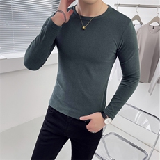 双面绒长袖T恤打底衫男德绒亲肤面料修身纯色圆领520-p35，男装T恤，电商D303