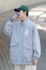 秋装新款高级感外套男立领夹克运动休闲宽松华夫格上衣男J201-P75，男装夹克，星座815-2
