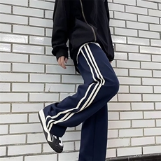 美式hiphop裤子ins高街潮条纹运动卫裤男宽松直筒阔腿裤HK129-P38，男装休闲裤，星座1008