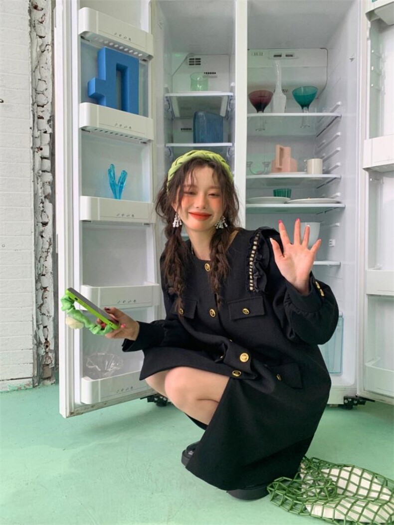 中长款直筒黑色西装外套，女装西装，YOUER DENG